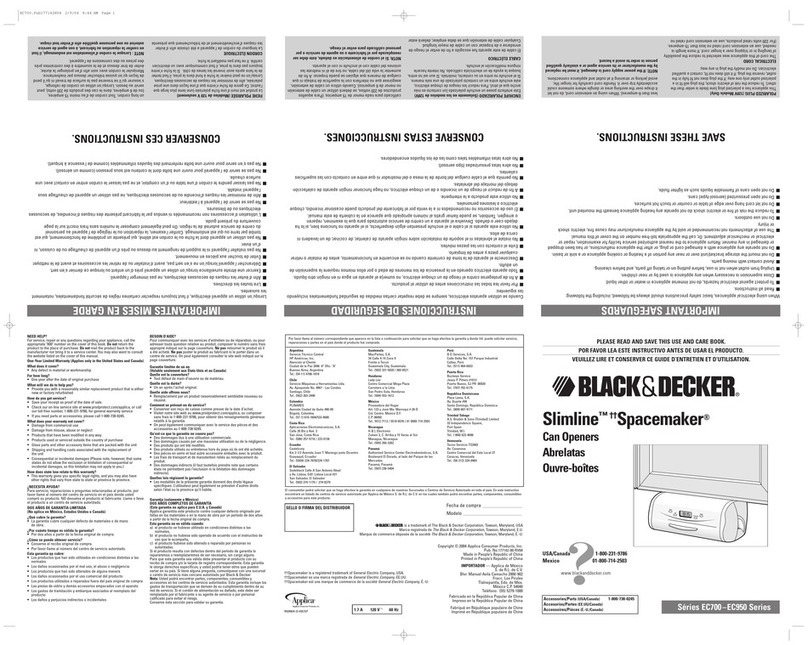 Black & Decker SLIMLINE EC950 Installation instructions