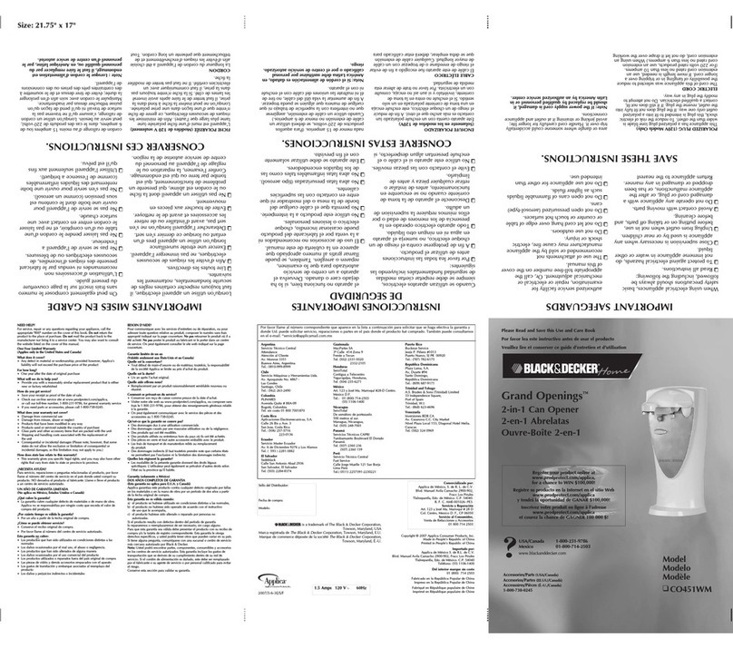 Black & Decker GRAND OPENINGS CO451WM Installation instructions
