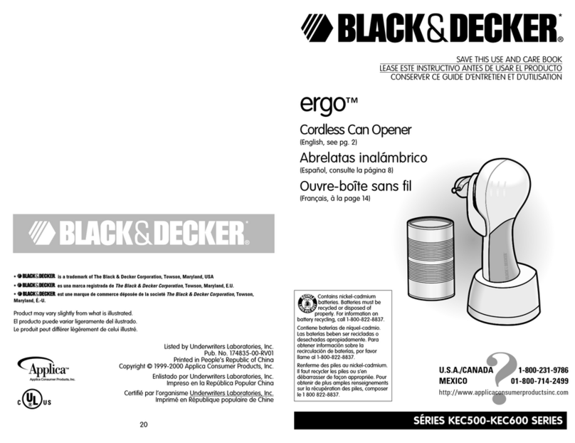 Black & Decker ergo KEC600 Series Installation instructions