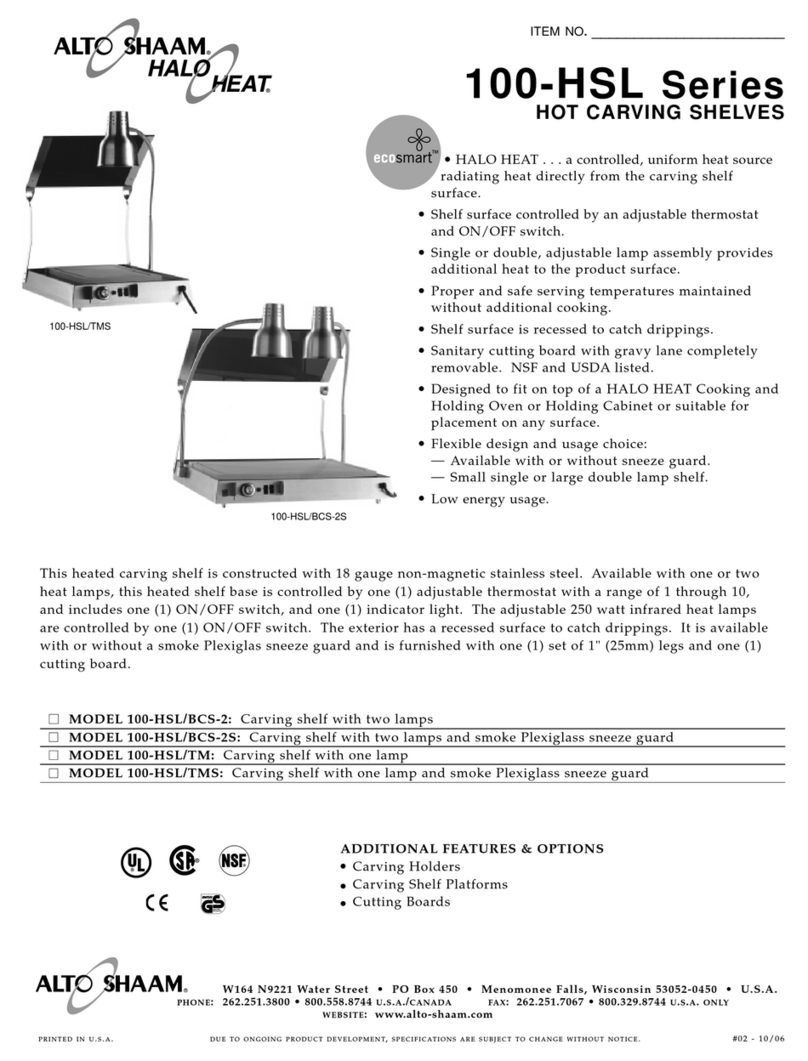 Alto-Shaam Hot Carving Shelf 100-HSL/BCS-2 User manual