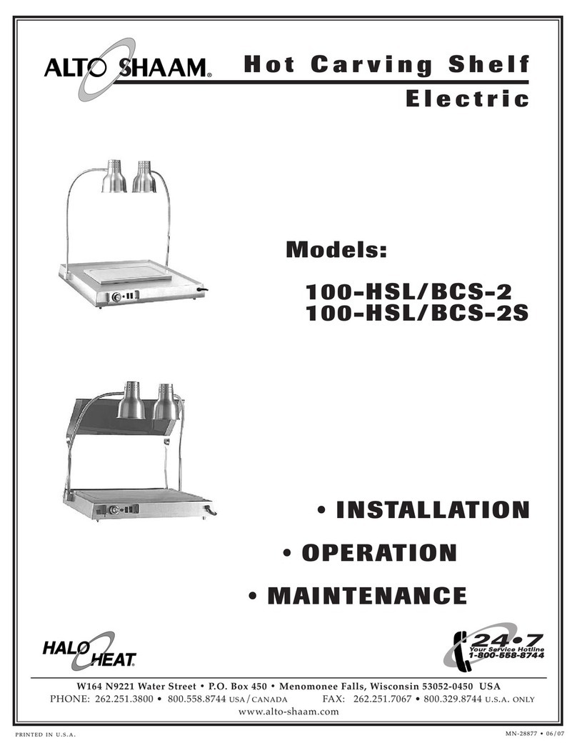Alto-Shaam Hot Carving Shelf 100-HSL/BCS-2 Installation and operation guide