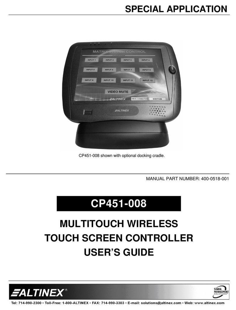 Altinex Wireless Touchscreen Controller CP451-008 user guide Altinex Wireless Touchscreen Controller CP451-008 user guide