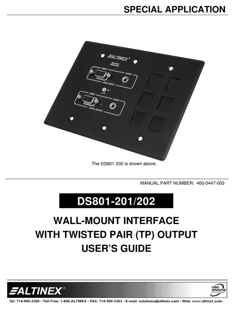Altinex Wall Mount Interface with Twisted Pair (TP) Output... user guide