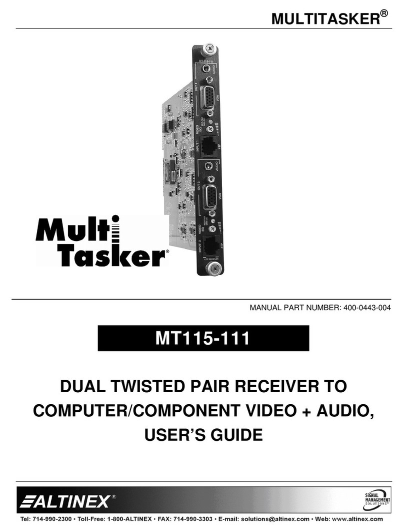 Altinex Dual Twisted Pair Receiver to Computer / Component Video + Audio... User manual