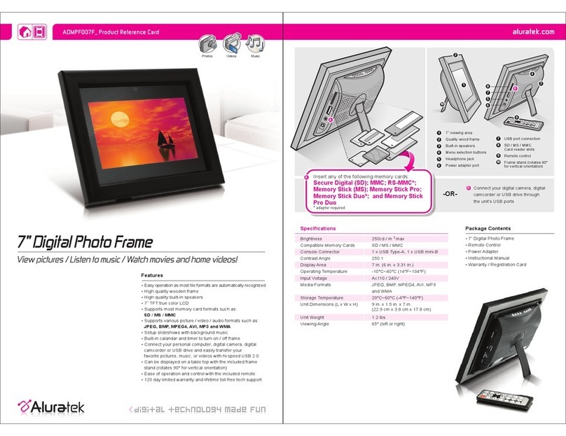 Aluratek ADMPF007F Parts list manual