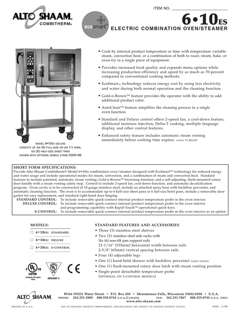 Alto-Shaam 6.10 ES / ESi Specification sheet