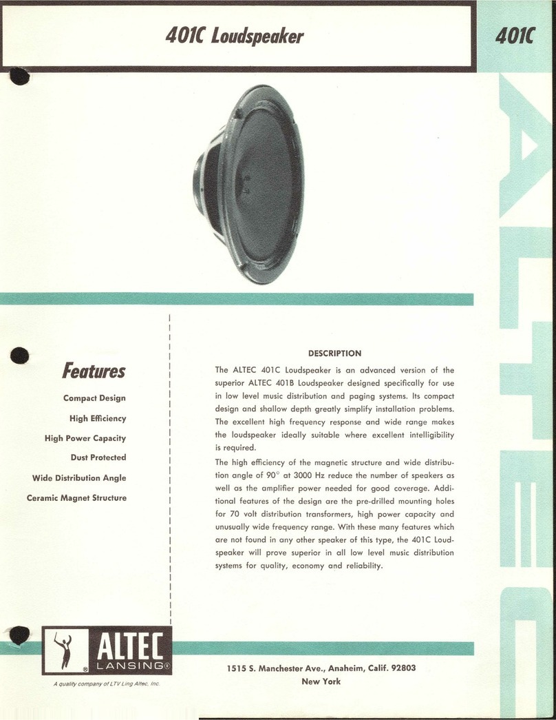 Altec Lansing 401C Specification sheet