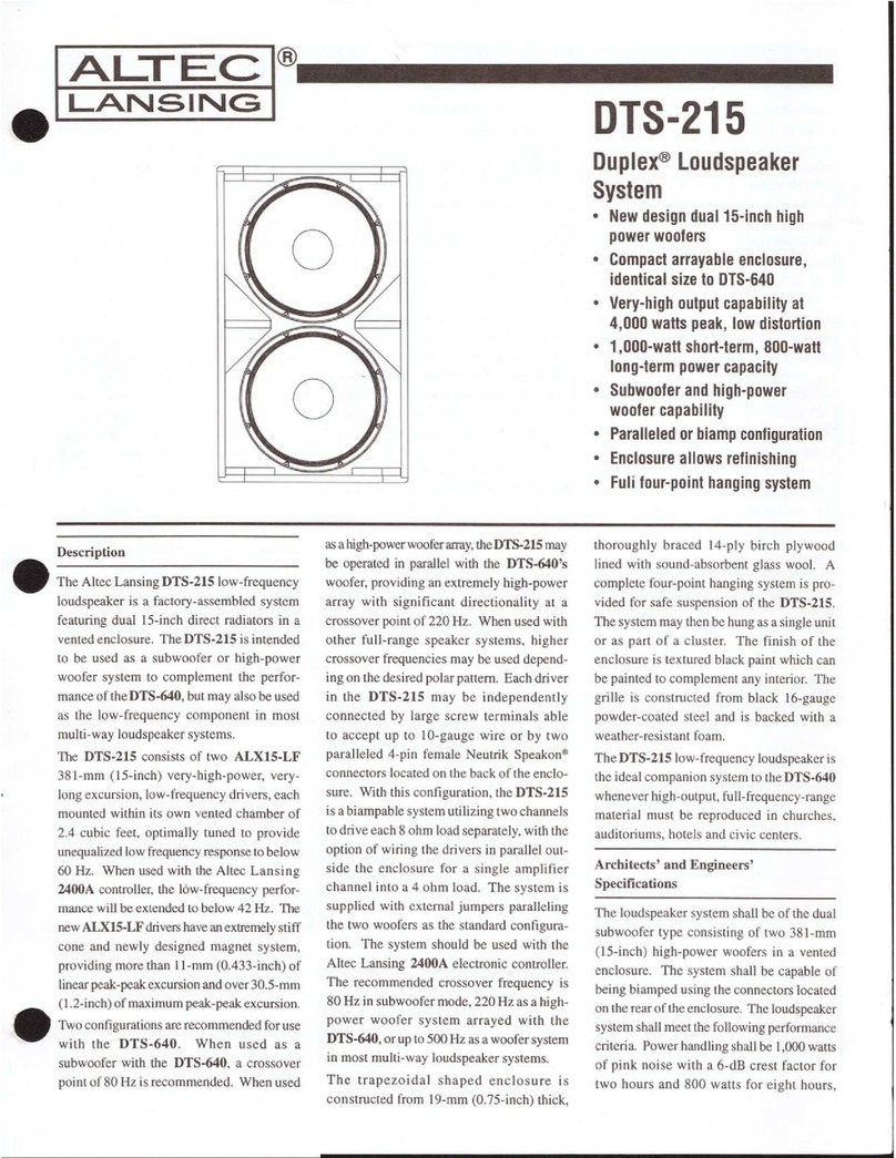 Altec Lansing DTS-215 Specification sheet