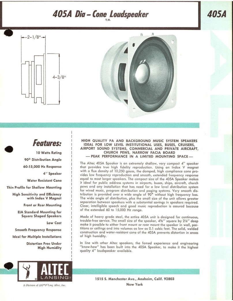 Altec Lansing Cone 405A User manual