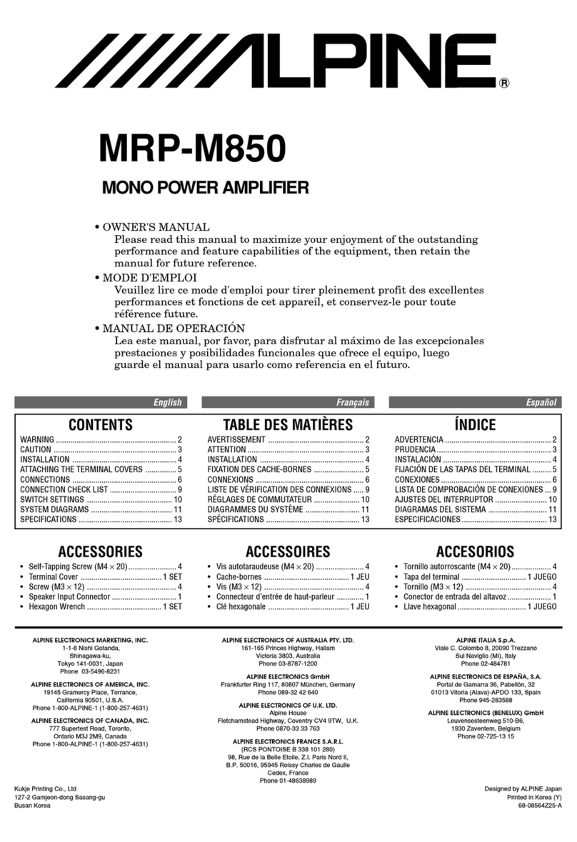 Alpine MRP-M850 User manual
