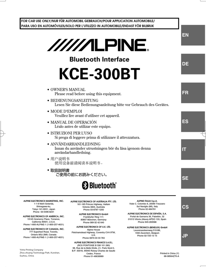 Alpine KCE-300BT User manual Alpine KCE-300BT User manual