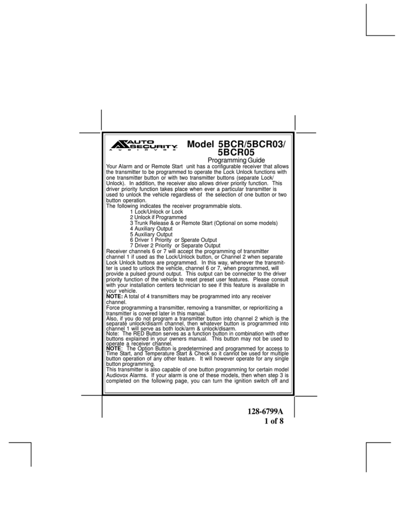 Audiovox Auto Security 5BCR Troubleshooting guide
