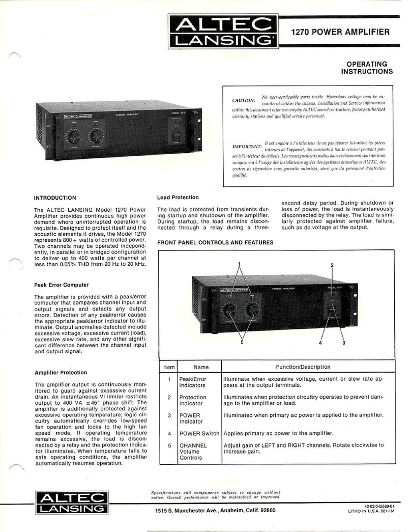Altec Lansing 1270 operating instructions