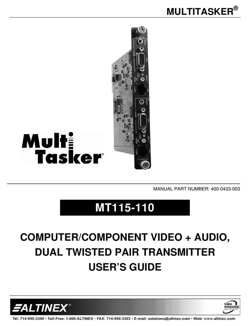 Altinex Computer/Component Video+ Audio Dual Twisted Pair Transmitter... user guide Altinex Computer/Component Video+ Audio Dual Twisted Pair Transmitter... user guide