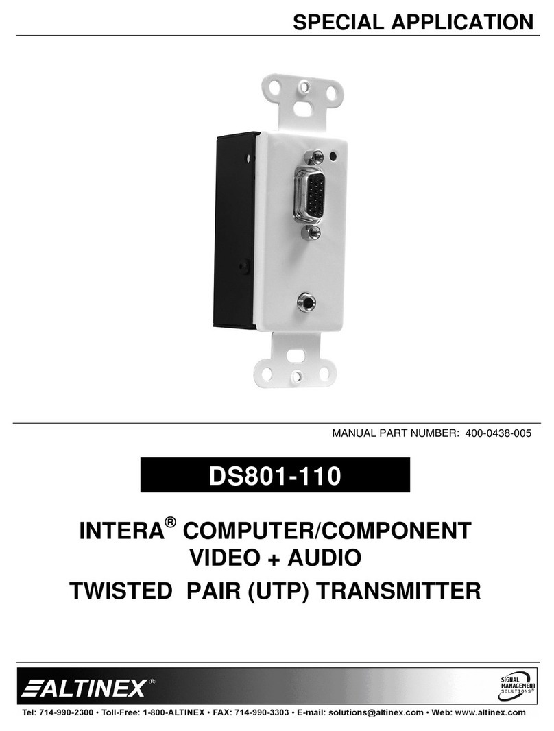 Altinex Intera Video+Audio to Twisted Pair (UTP) Transmitter... User manual