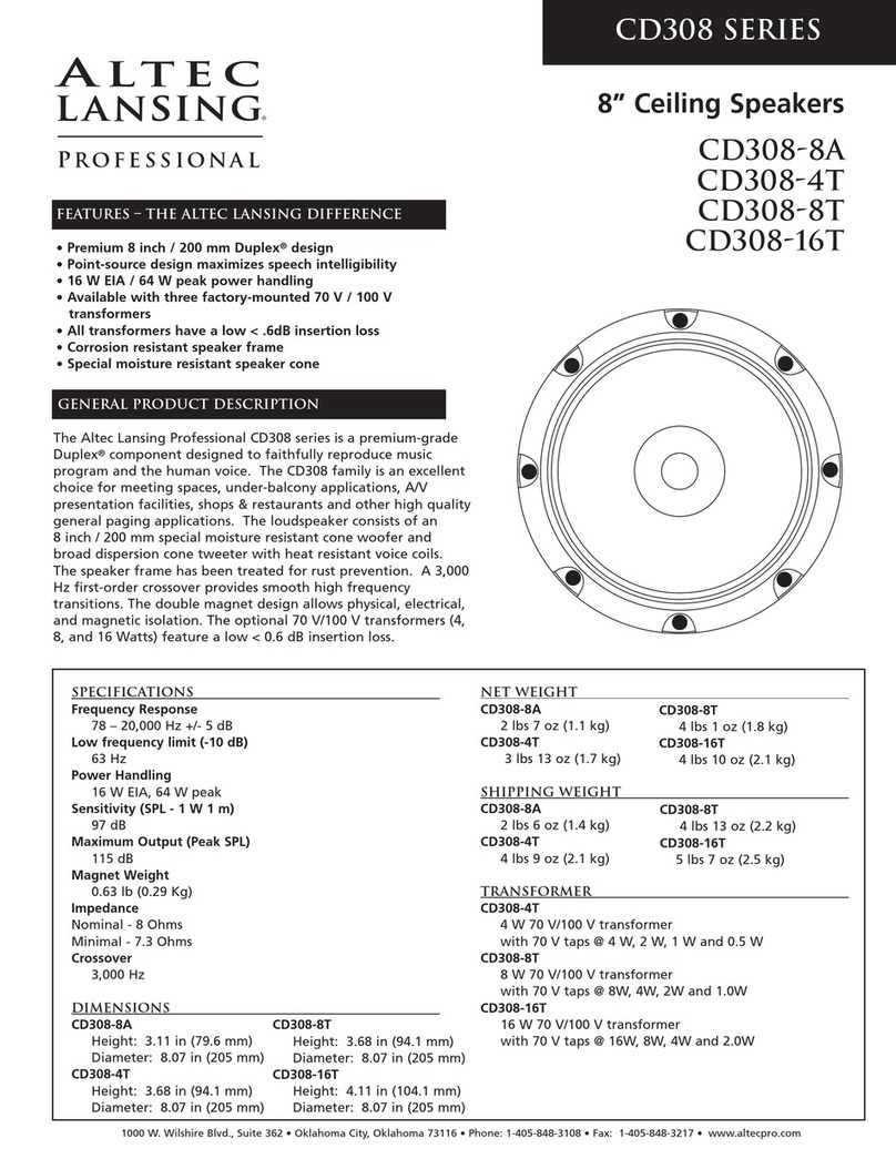 Altec Lansing CD308-16T Specification sheet