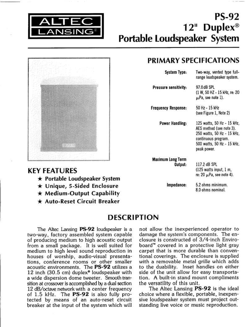 Altec Lansing Duplex PS-92 Specification sheet