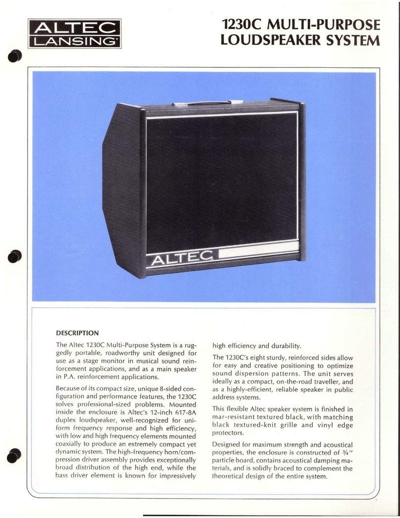 Altec Lansing 1230C Specification sheet