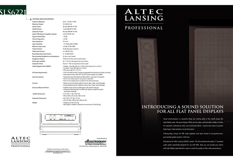 Altec Lansing Professional SLS6221 User manual