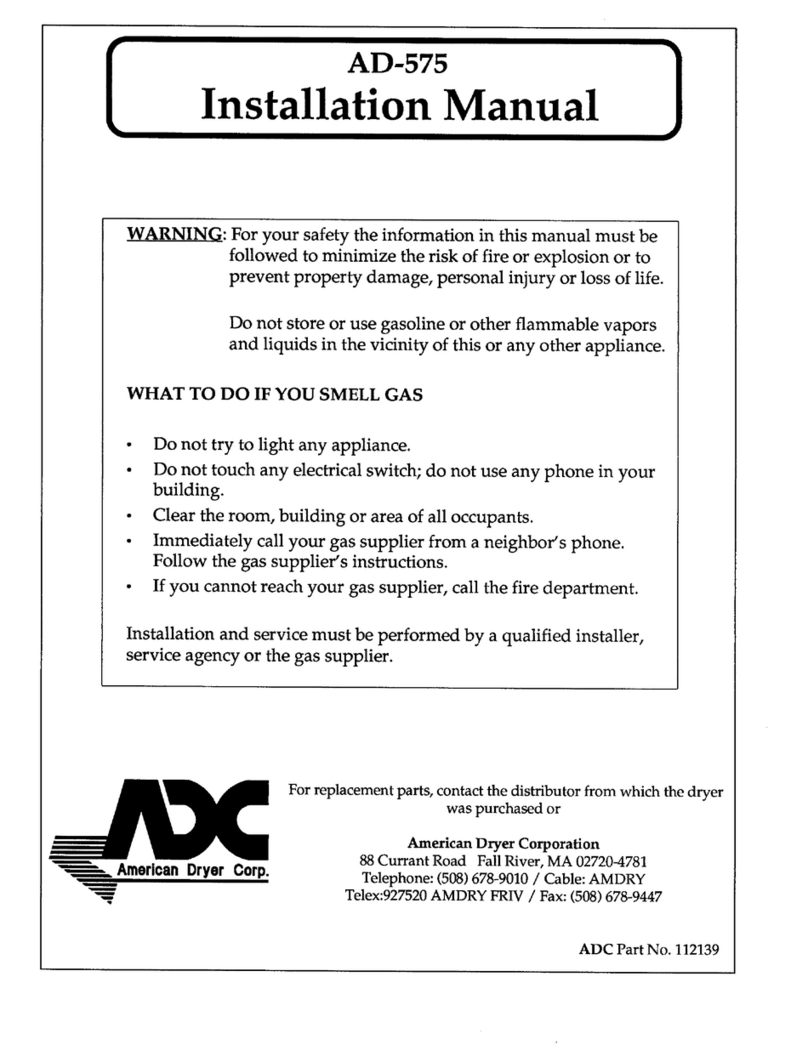 American Dryer Corp. AD-575 installation manual