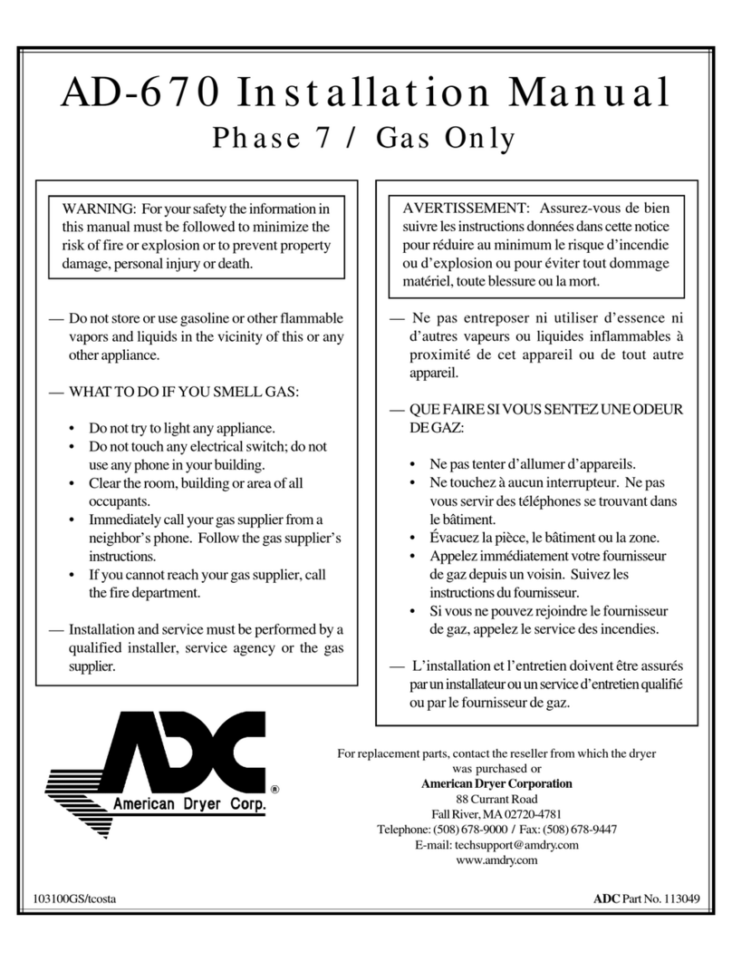 American Dryer Corp. AD-670 Phase 7 installation manual American Dryer Corp. AD-670 Phase 7 installation manual