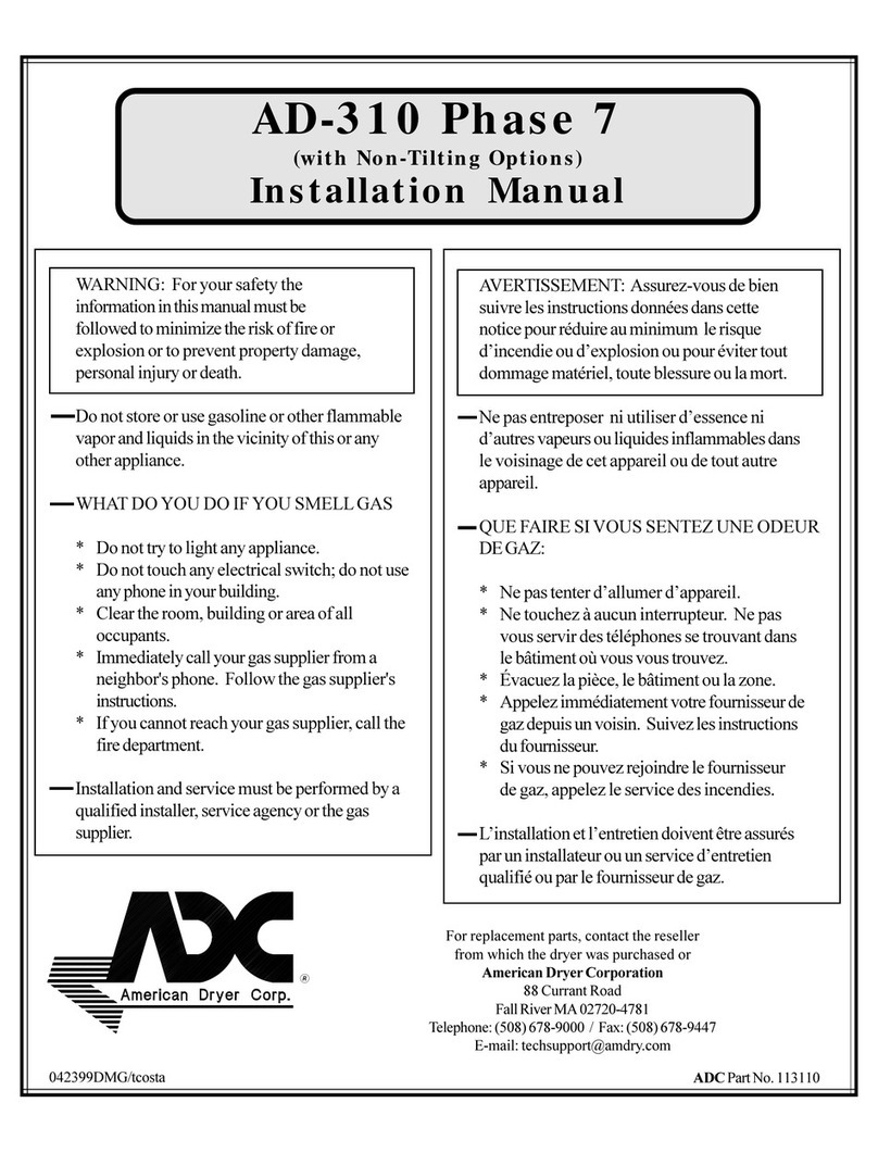 American Dryer Corp. AD-310 installation manual