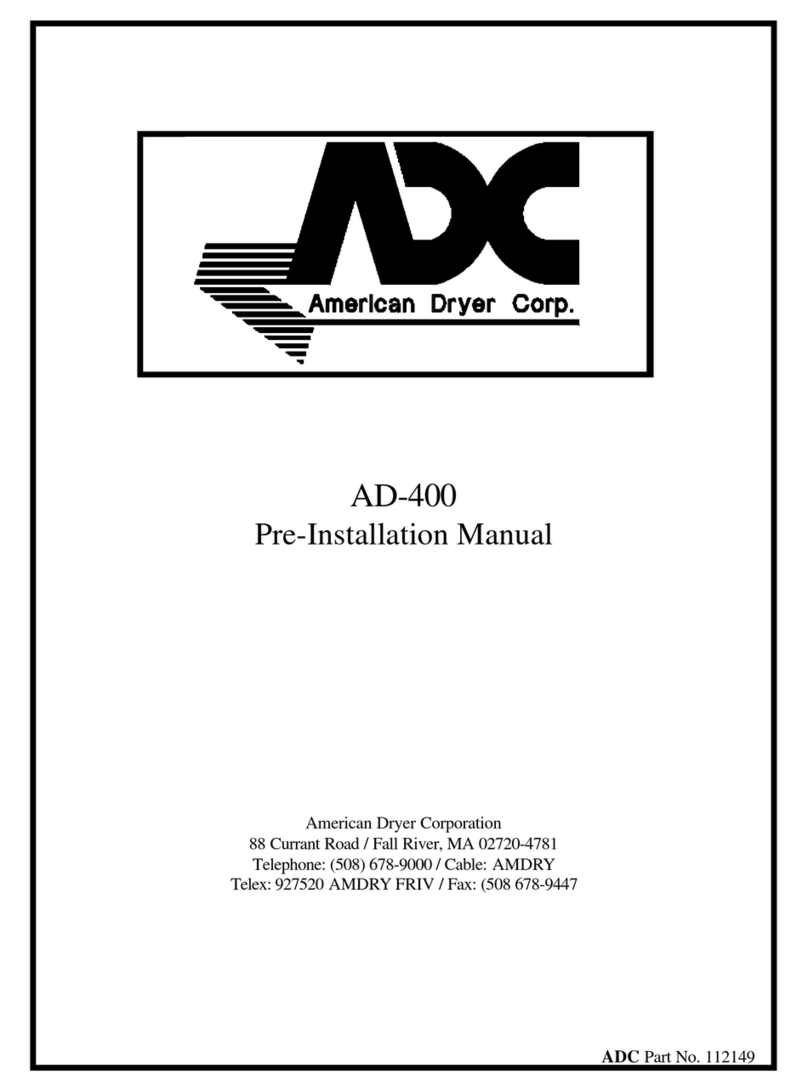 American Dryer Corp. AD-400 Preinstallation manual