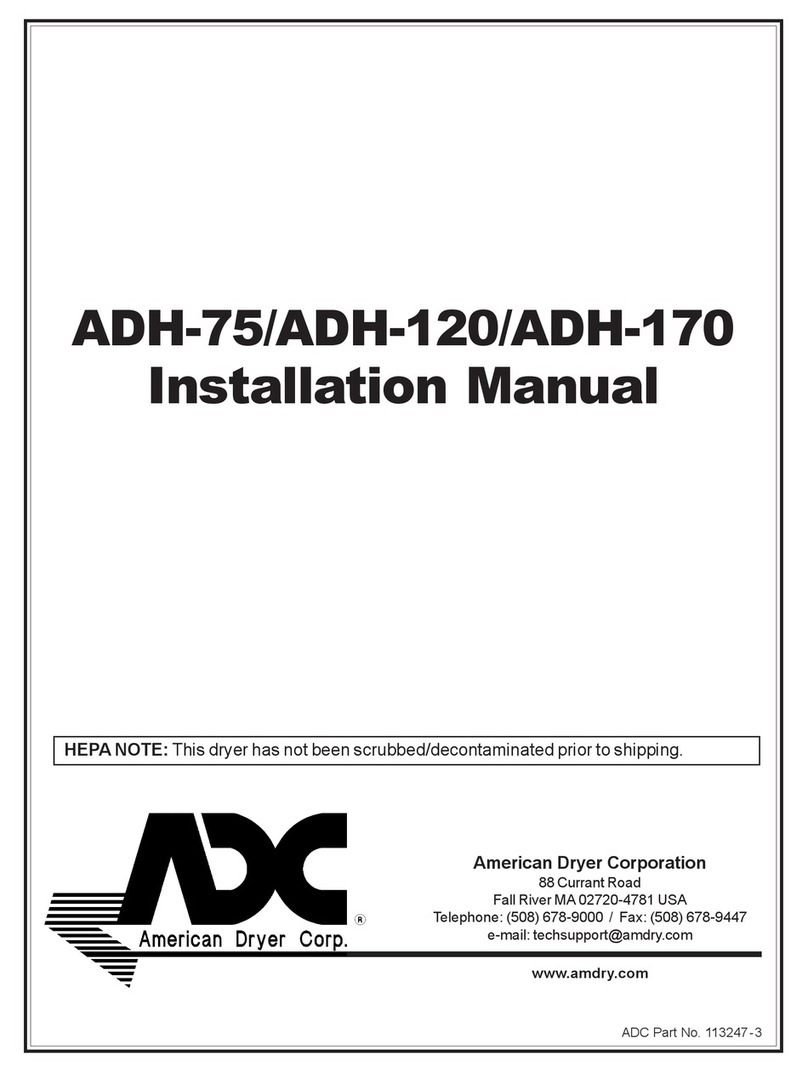 American Dryer Corp. ADH-120 installation manual