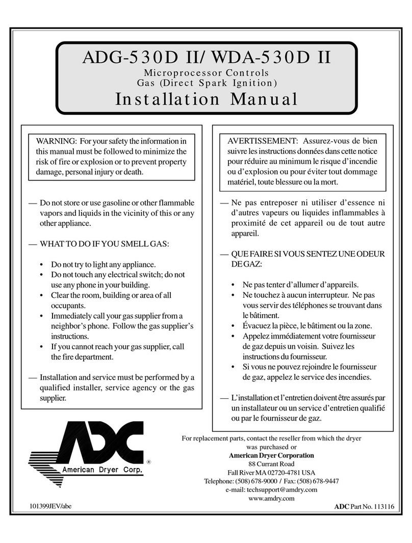American Dryer Corp. ADG-530D II installation manual