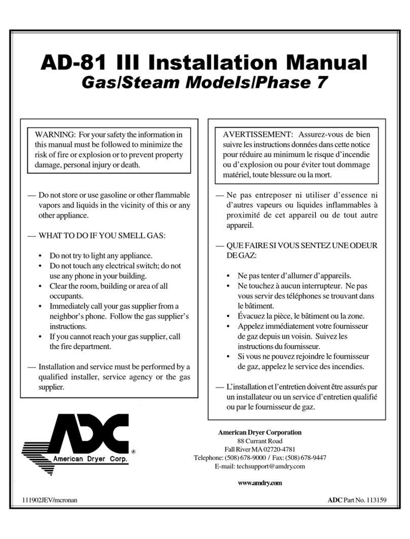 American Dryer Corp. AD-81 III User manual
