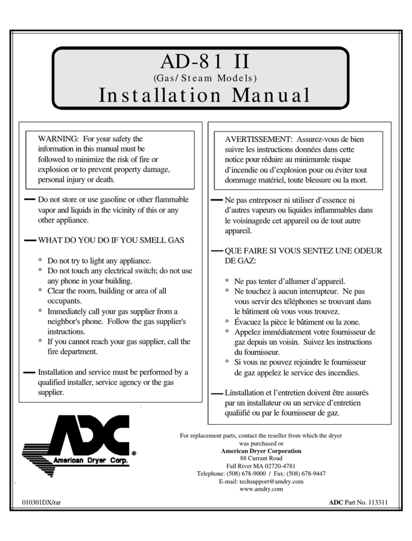 American Dryer Corp. AD-81 II installation manual
