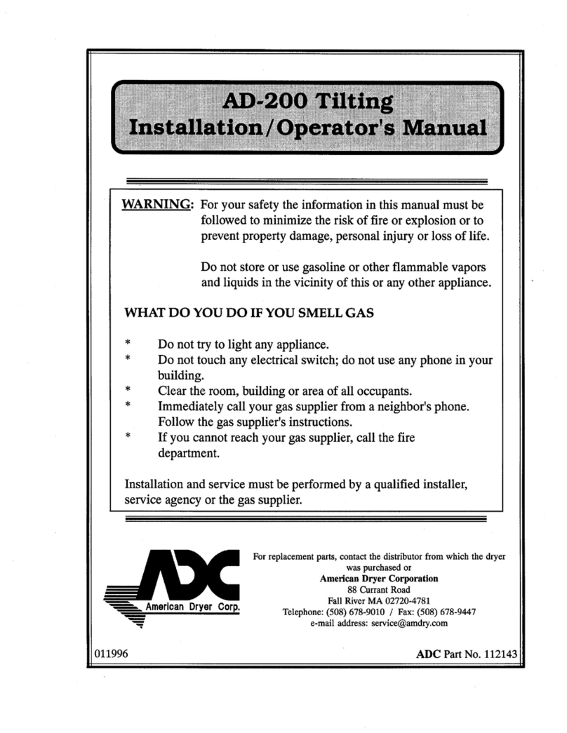 American Dryer Corp. AD-200 Tilting Installation & operator's manual