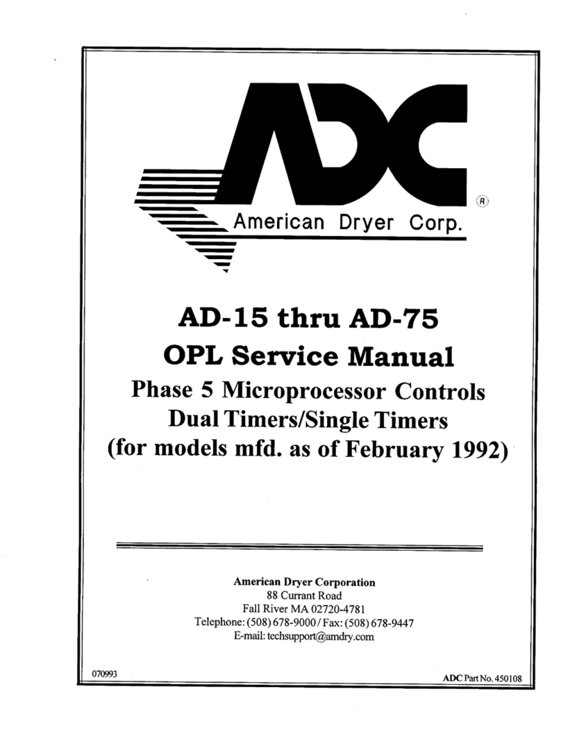 American Dryer Corp. AD-15 thru AD-75 Service manual