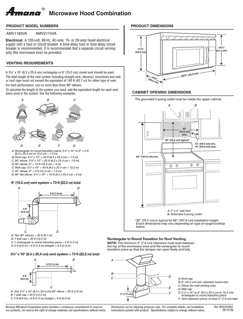 Amana AMV1160VA User instructions Amana AMV1160VA User instructions
