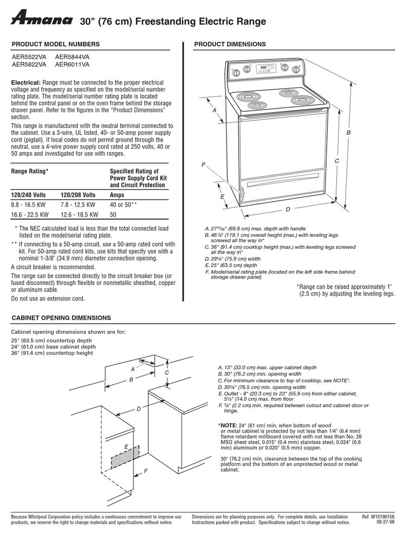 Amana AER5522VA Product dimensions