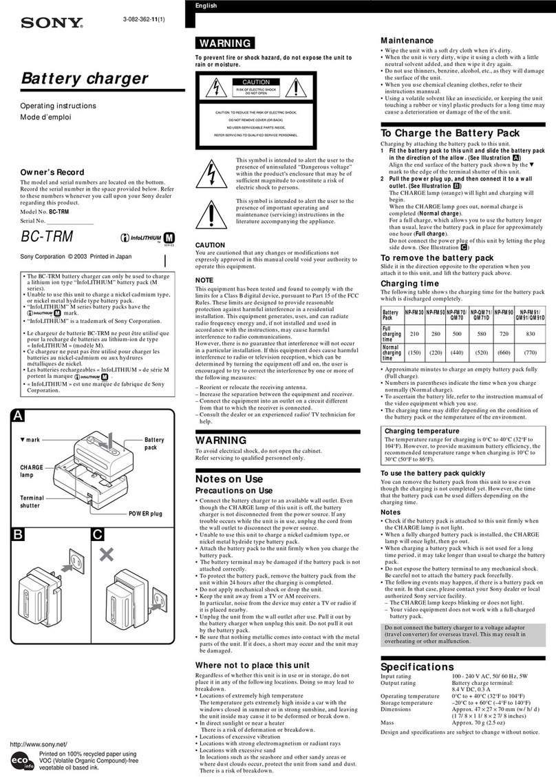 Sony BC-TRM operating instructions