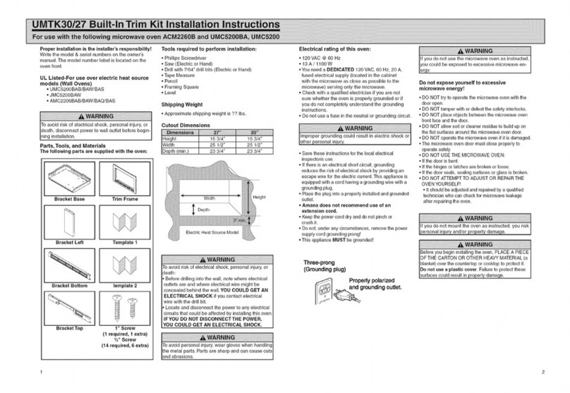 Amana UMTK30 User manual