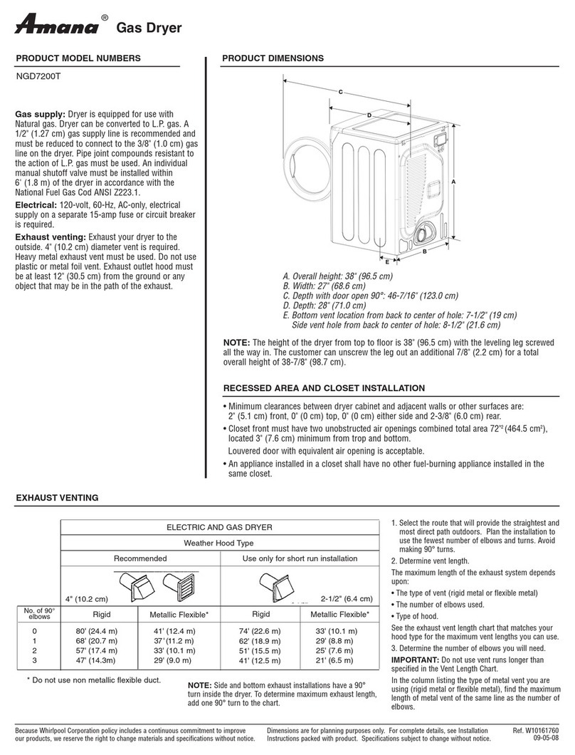 Amana NGD4500V User manual