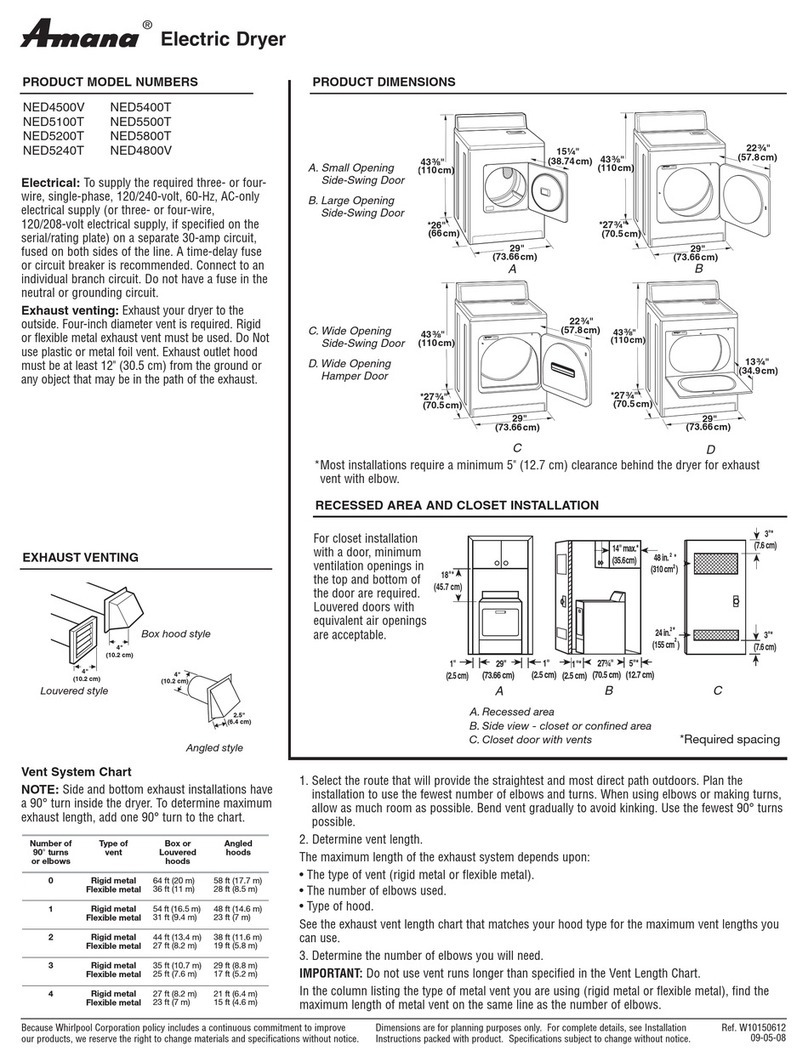 Amana NED4500VQ Product dimensions