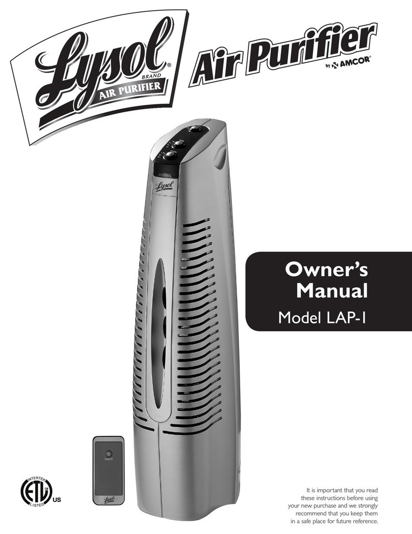 Lysol LYSOL Air Purifier LAP-1 owner's manual Lysol LYSOL Air Purifier LAP-1 owner's manual