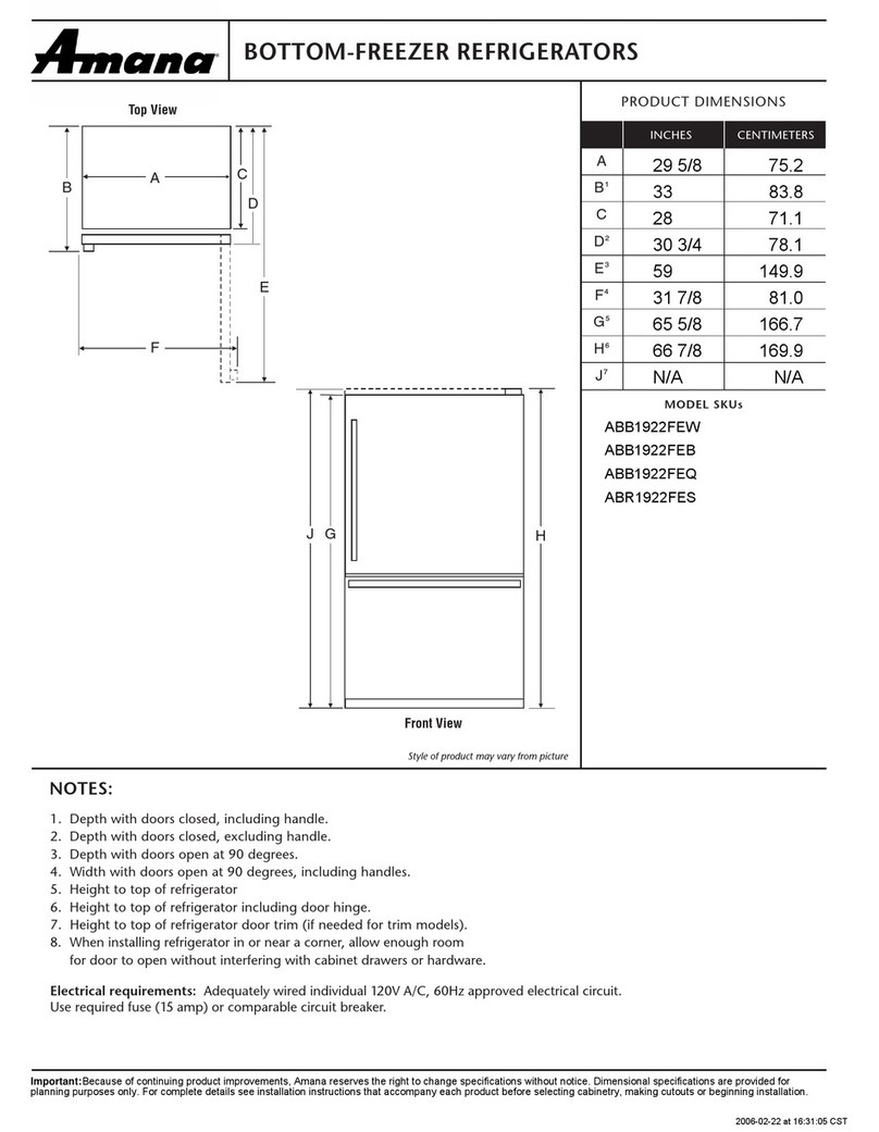 Amana ABR1922FES Parts list manual Amana ABR1922FES Parts list manual