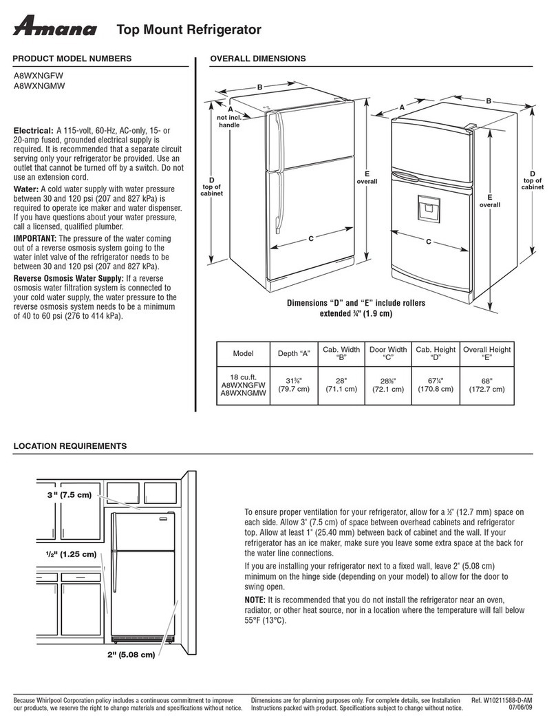 Amana A8WXNGFW Dimension Guide