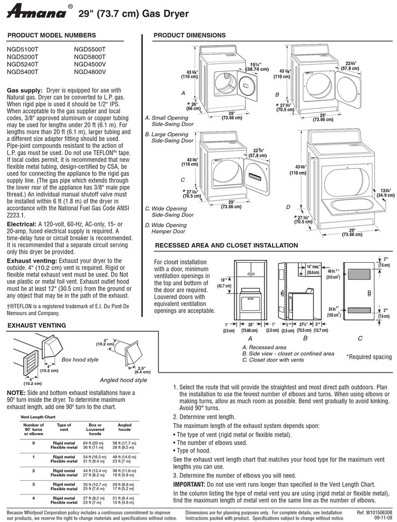Amana NTW5400T Parts list manual
