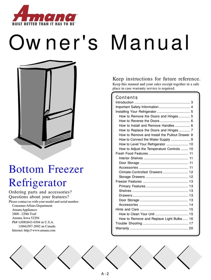 Amana Bottom-Freezer Refrigerator User manual Amana Bottom-Freezer Refrigerator User manual