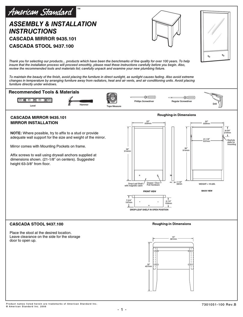 American Standard Cascada Accent Bath Accessories 9435.101 Instruction manual American Standard Cascada Accent Bath Accessories 9435.101 Instruction manual