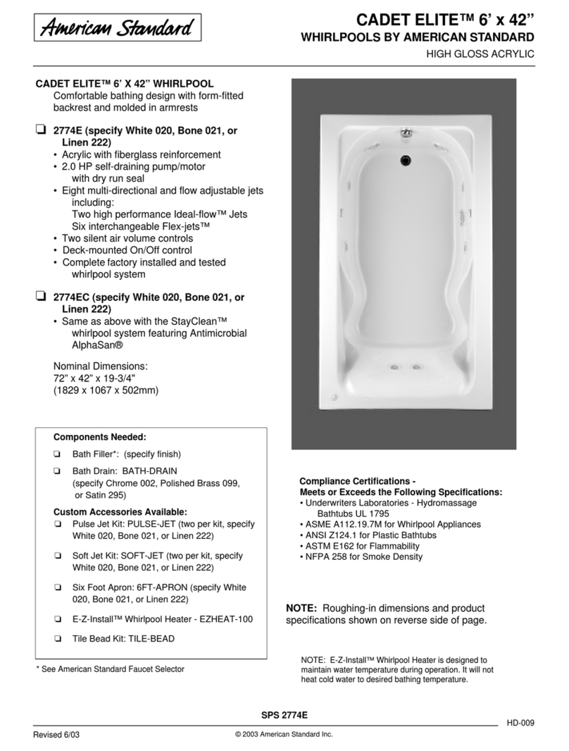 American Standard Cadet Elite 2774EC Features & dimensions