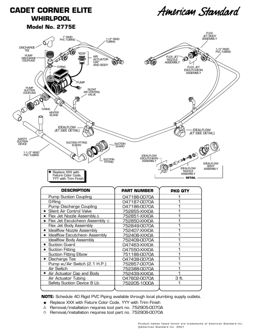 American Standard Cadet Elite Corner Whirlpool 2775E parts list