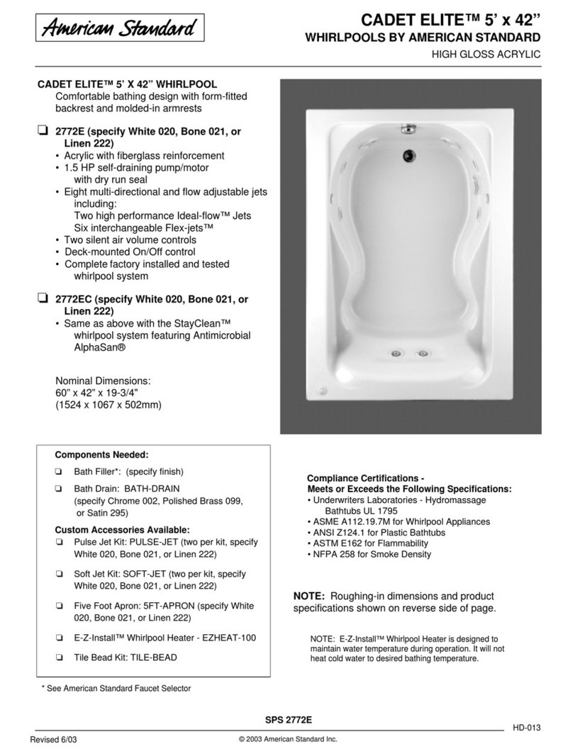 American Standard Cadet Elite 2772EC Features & dimensions