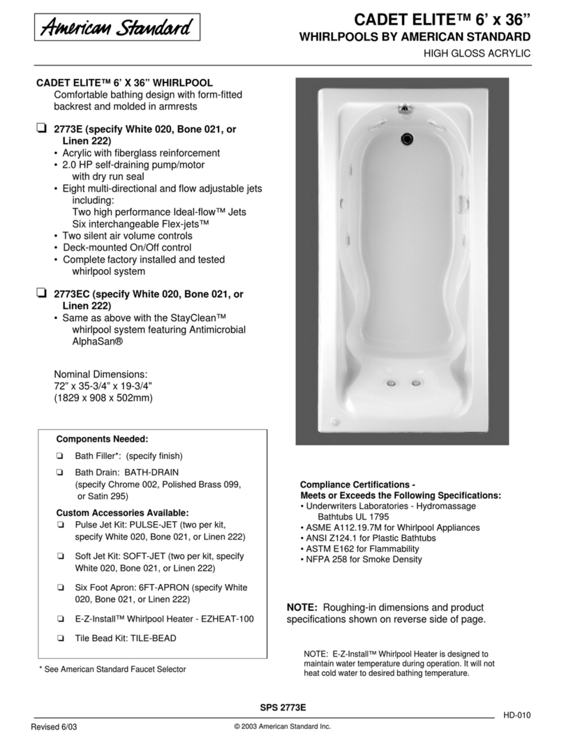 American Standard Cadet Elite 2773EC Operating and safety instructions American Standard Cadet Elite 2773EC Operating and safety instructions