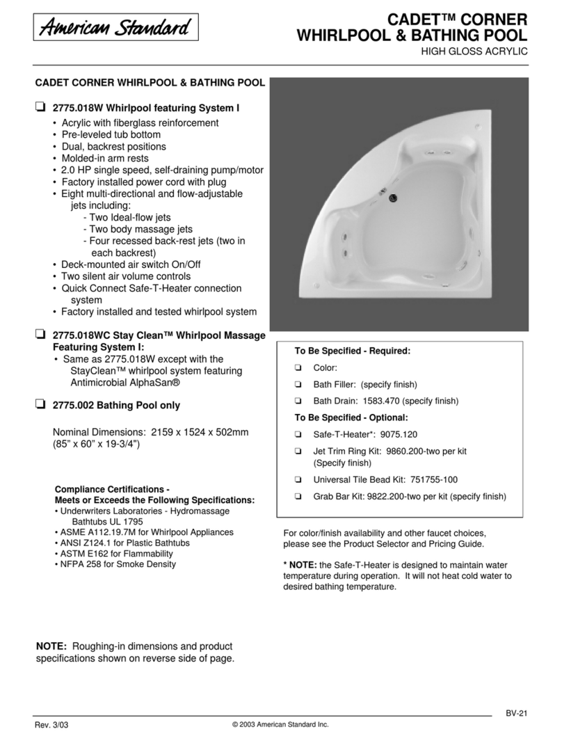 American Standard Cadet Corner Whirlpool and Bathing Pool... User manual